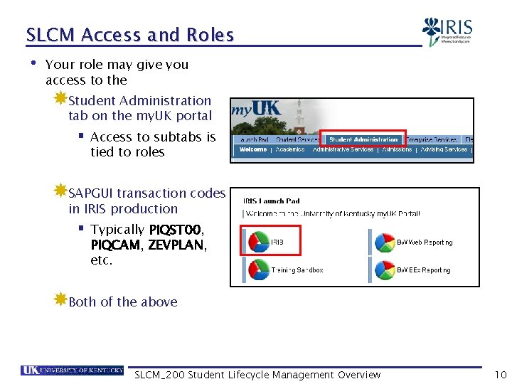 SLCM Access and Roles • Your role may give you access to the Student