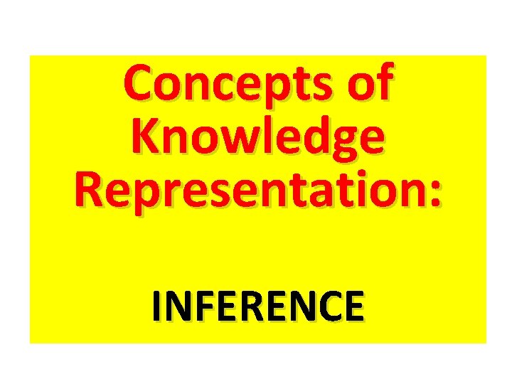 Concepts of Knowledge Representation: INFERENCE 