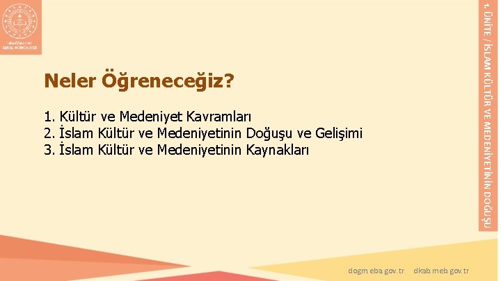 1. ÜNİTE / İSLAM KÜLTÜR VE MEDENİYETİNİN DOĞUŞU Neler Öğreneceğiz? 1. Kültür ve Medeniyet 1. ÜNİTE / İSLAM KÜLTÜR VE MEDENİYETİNİN DOĞUŞU Neler Öğreneceğiz? 1. Kültür ve Medeniyet