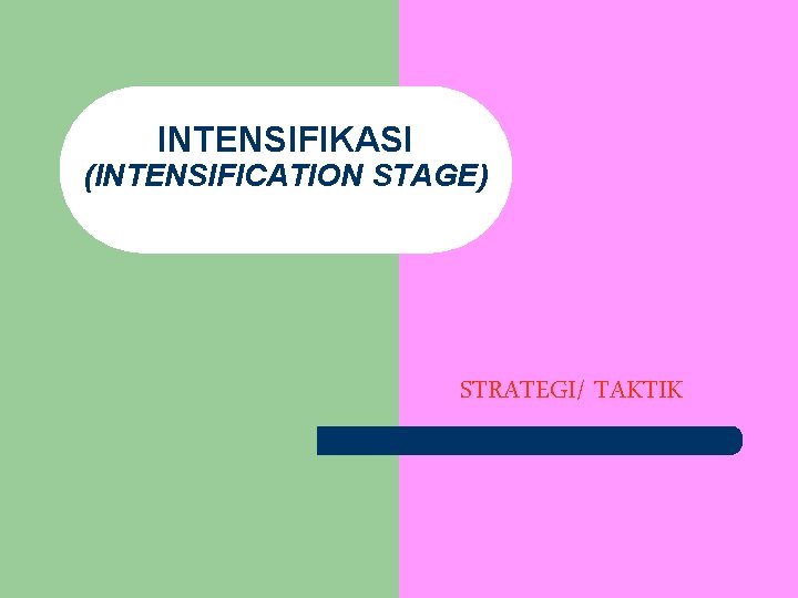 INTENSIFIKASI (INTENSIFICATION STAGE) STRATEGI/ TAKTIK INTENSIFIKASI (INTENSIFICATION STAGE) STRATEGI/ TAKTIK