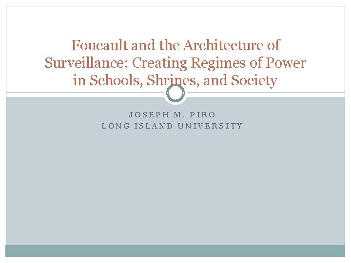 Foucault and the Architecture of Surveillance: Creating Regimes of Power in Schools, Shrines, and