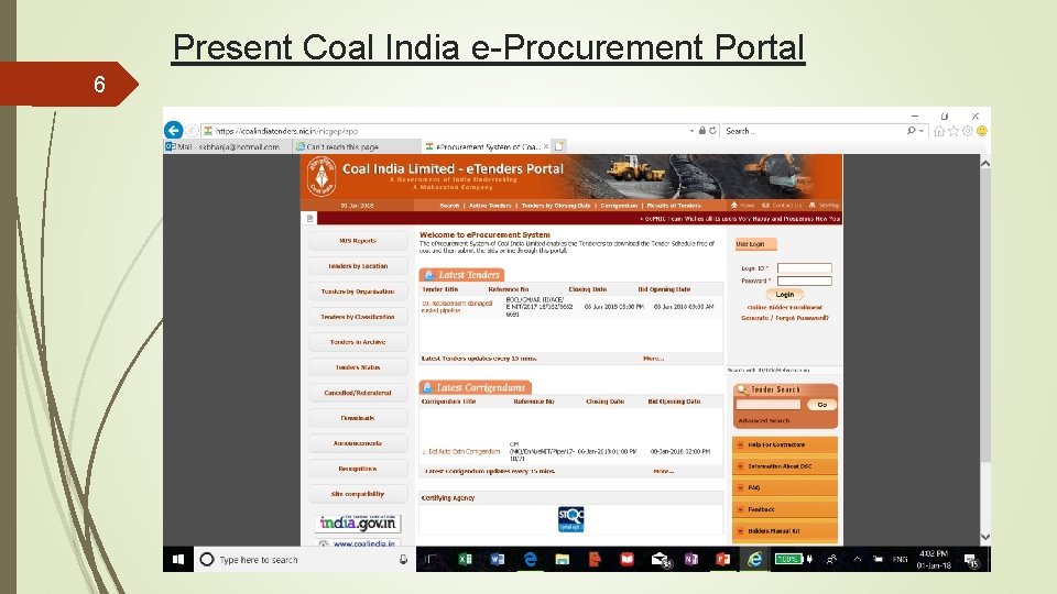 Present Coal India e-Procurement Portal 6 
