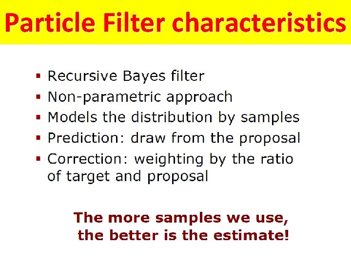 Particle Filter characteristics 