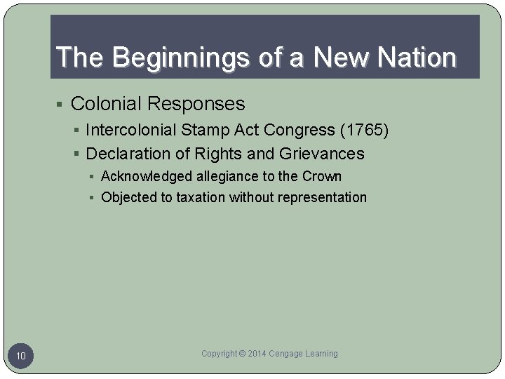 CHAPTER 2 The Founding and The Constitution Learning