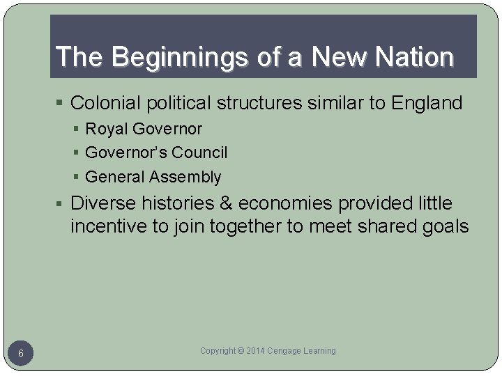 CHAPTER 2 The Founding and The Constitution Learning