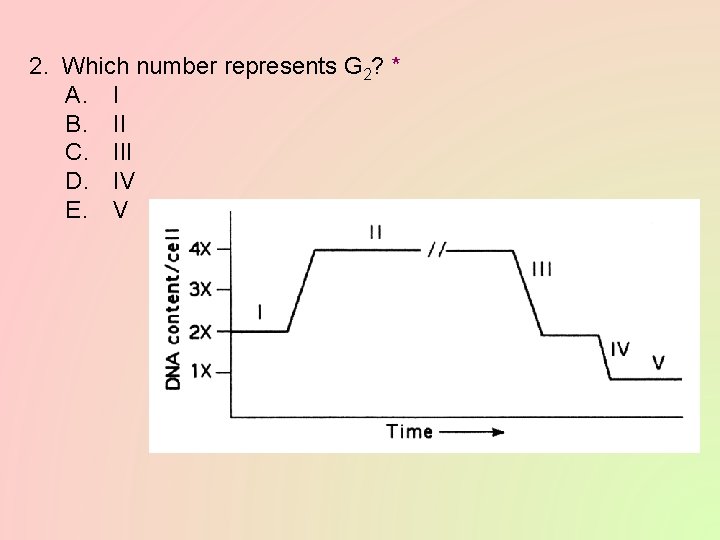 2. Which number represents G 2? * A. I B. II C. III D.