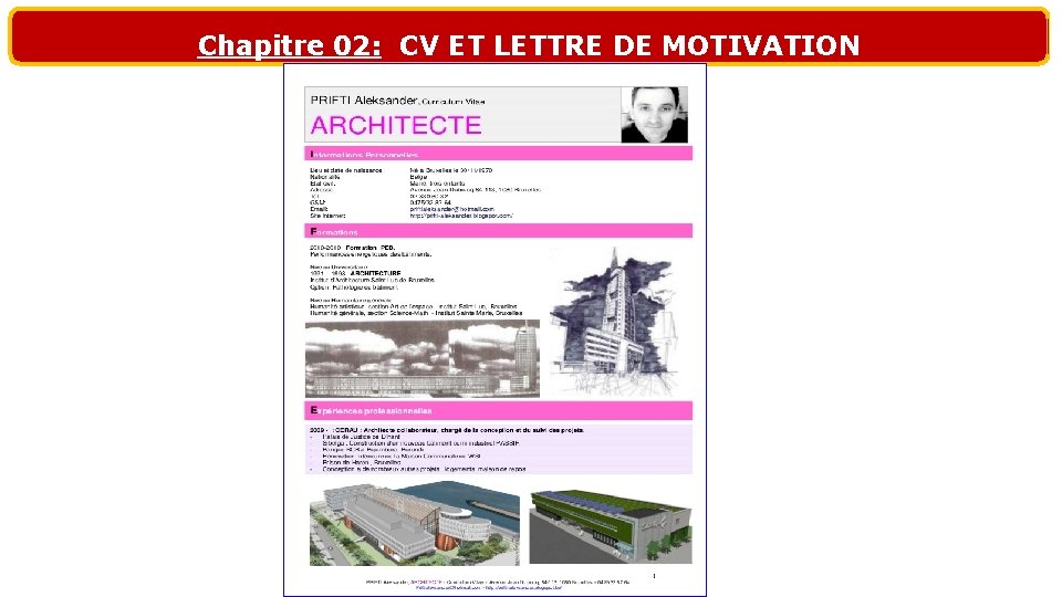 Chapitre 02: CV ET LETTRE DE MOTIVATION 