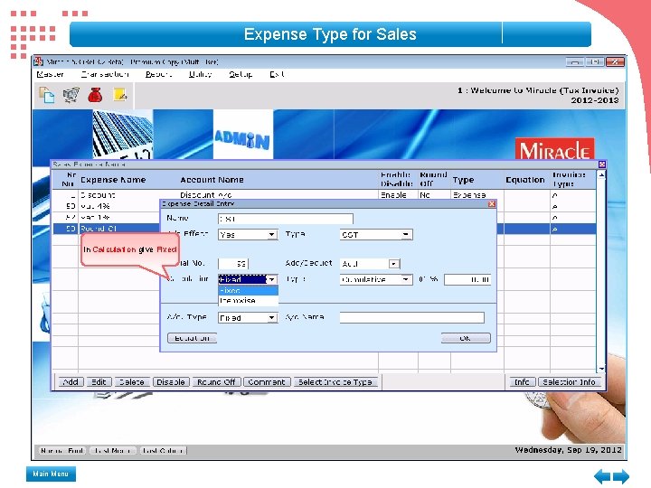 Expense Type for Sales In Calculation give Fixed Main Menu Expense Type for Sales In Calculation give Fixed Main Menu