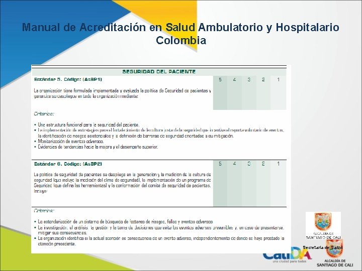 Manual de Acreditación en Salud Ambulatorio y Hospitalario Colombia Secretaria de Salud 