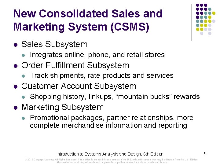 New Consolidated Sales and Marketing System (CSMS) l Sales Subsystem l l Order Fulfillment