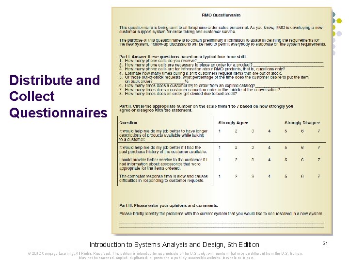 Distribute and Collect Questionnaires Introduction to Systems Analysis and Design, 6 th Edition ©