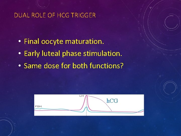 DUAL ROLE OF HCG TRIGGER • Final oocyte maturation. • Early luteal phase stimulation.