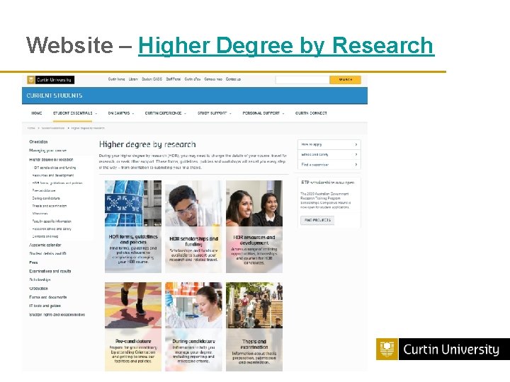 Website – Higher Degree by Research Curtin University is a trademark of Curtin University