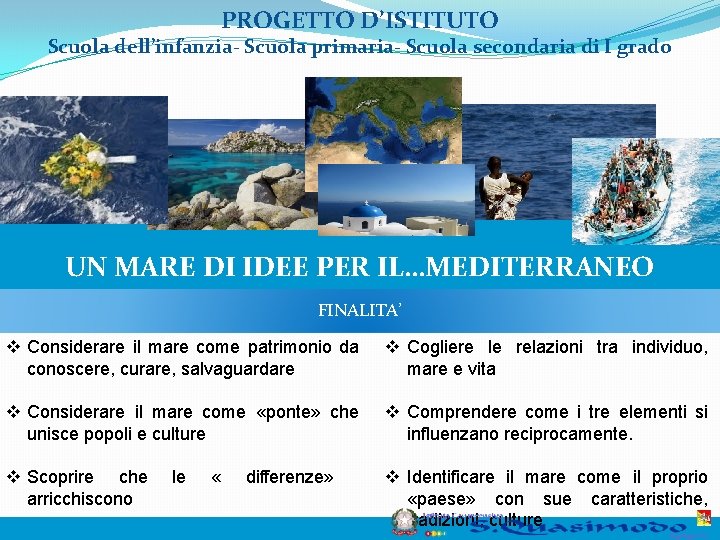 PROGETTO D’ISTITUTO Scuola dell’infanzia- Scuola primaria- Scuola secondaria di I grado UN MARE DI PROGETTO D’ISTITUTO Scuola dell’infanzia- Scuola primaria- Scuola secondaria di I grado UN MARE DI