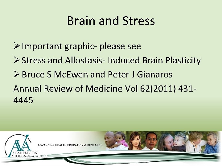 Brain and Stress Ø Important graphic- please see Ø Stress and Allostasis- Induced Brain