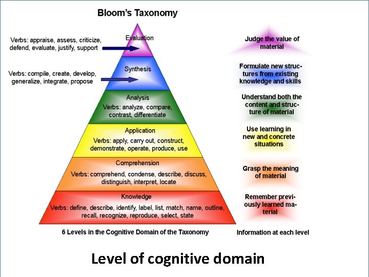 Level of cognitive domain 