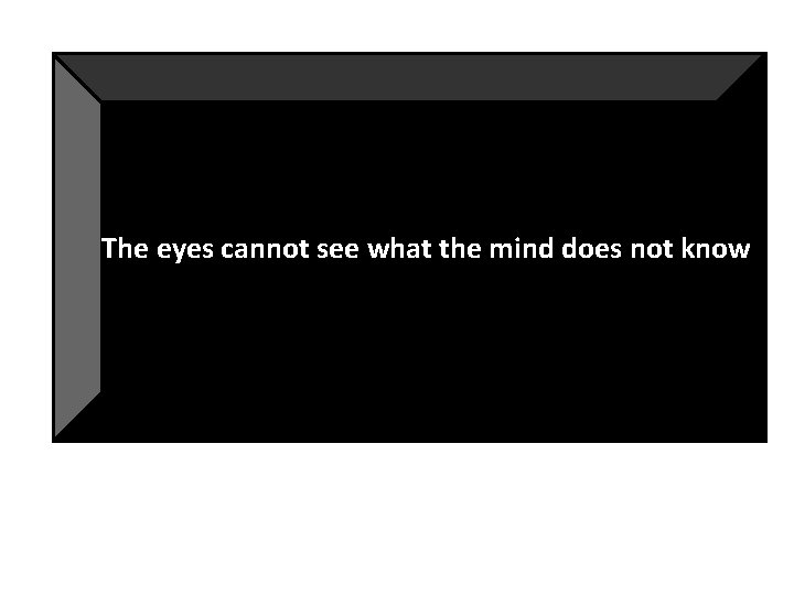  The eyes cannot see what the mind does not know 