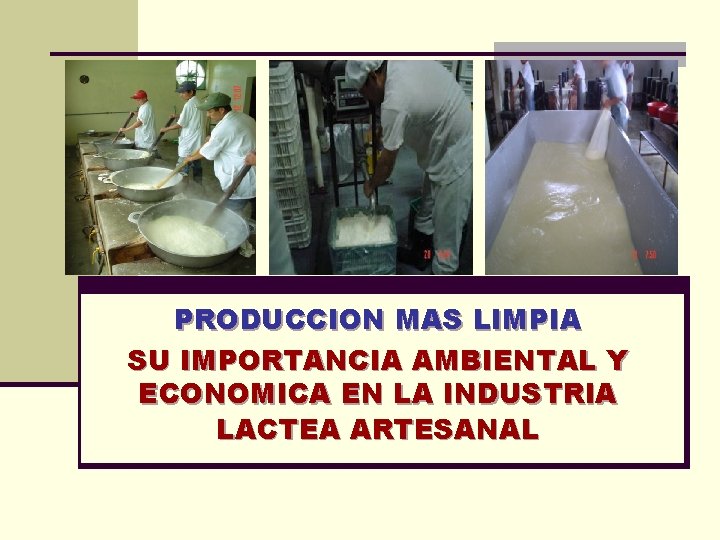 PRODUCCION MAS LIMPIA SU IMPORTANCIA AMBIENTAL Y ECONOMICA EN LA INDUSTRIA LACTEA ARTESANAL 