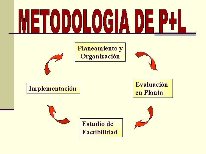 Planeamiento y Organización Evaluación en Planta Implementación Estudio de Factibilidad 