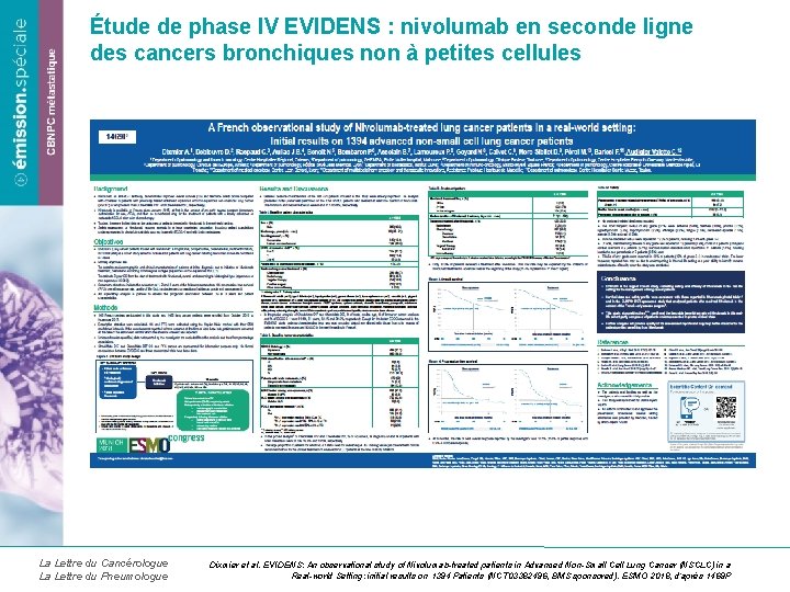 Étude de phase IV EVIDENS : nivolumab en seconde ligne des cancers bronchiques non