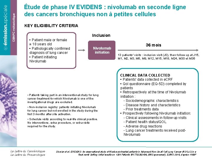 Étude de phase IV EVIDENS : nivolumab en seconde ligne des cancers bronchiques non