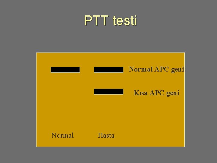 PTT testi Normal APC geni Kısa APC geni Normal Hasta 