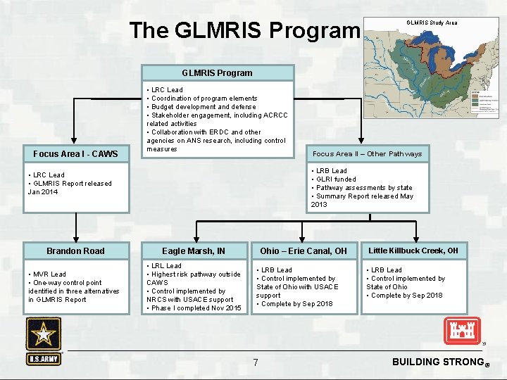The GLMRIS Program GLMRIS Study Area GLMRIS Program Focus Area I - CAWS •