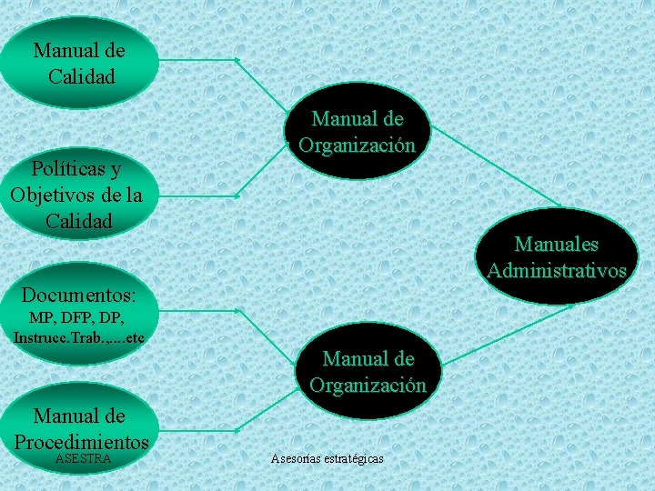 Manual de Calidad Políticas y Objetivos de la Calidad Manual de Organización Manuales Administrativos