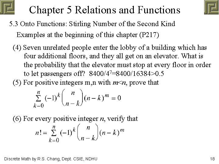 Chapter 5 Relations and Functions 5. 3 Onto Functions: Stirling Number of the Second