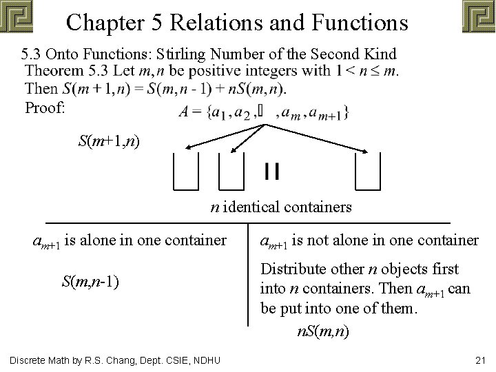 Chapter 5 Relations and Functions 5. 3 Onto Functions: Stirling Number of the Second