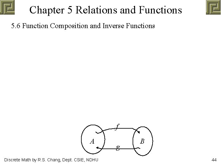 Chapter 5 Relations and Functions 5. 6 Function Composition and Inverse Functions f A