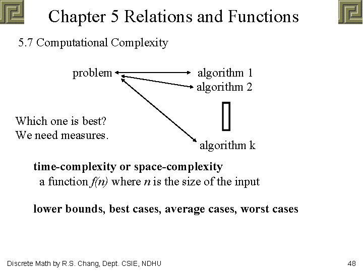 Chapter 5 Relations and Functions 5. 7 Computational Complexity problem Which one is best?