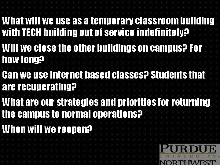 What will we use as a temporary classroom building with TECH building out of