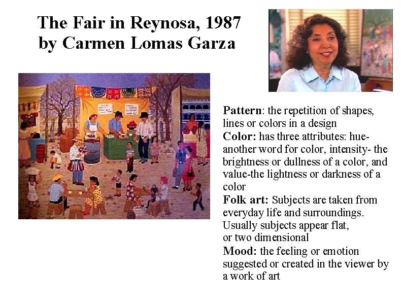 The Fair in Reynosa, 1987 by Carmen Lomas Garza Pattern: the repetition of shapes,