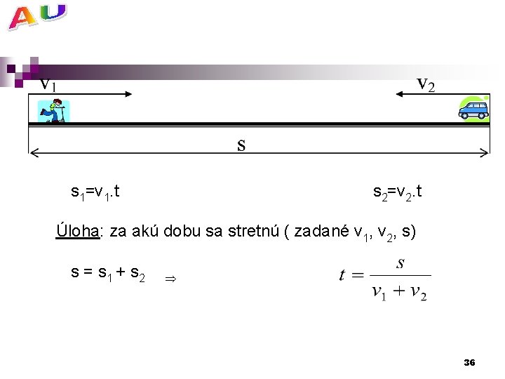 s 1=v 1. t s 2=v 2. t Úloha: za akú dobu sa stretnú