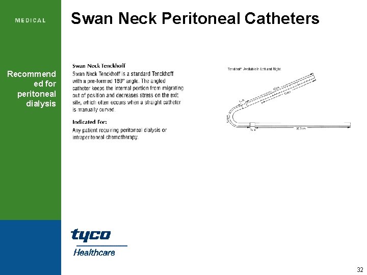 Swan Neck Peritoneal Catheters Recommend ed for peritoneal dialysis 32 