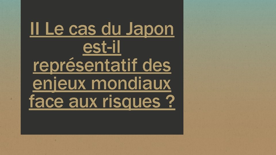 II Le cas du Japon est-il représentatif des enjeux mondiaux face aux risques ?