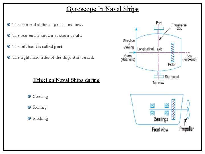 Gyroscope In Naval Ships The fore end of the ship is called bow. The