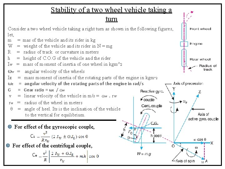 Stability of a two wheel vehicle taking a turn Consider a two wheel vehicle