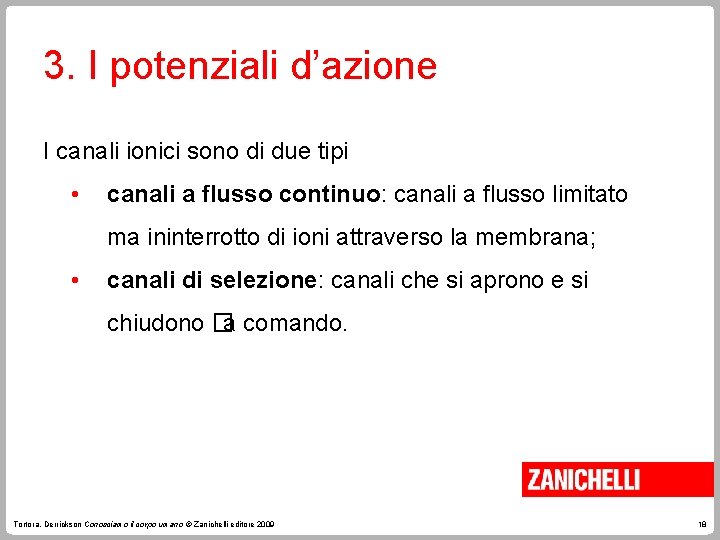 3. I potenziali d’azione I canali ionici sono di due tipi • canali a