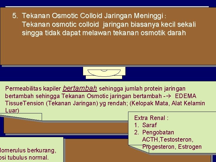 5. Tekanan Osmotic Colloid Jaringan Meninggi : Tekanan osmotic colloid jaringan biasanya kecil sekali 5. Tekanan Osmotic Colloid Jaringan Meninggi : Tekanan osmotic colloid jaringan biasanya kecil sekali
