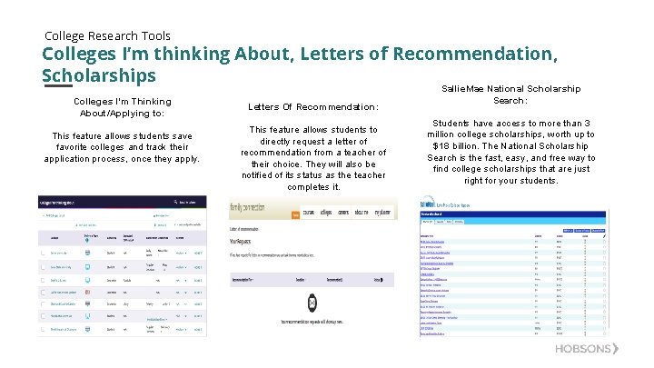 College Research Tools Colleges I’m thinking About, Letters of Recommendation, Scholarships Colleges I’m Thinking