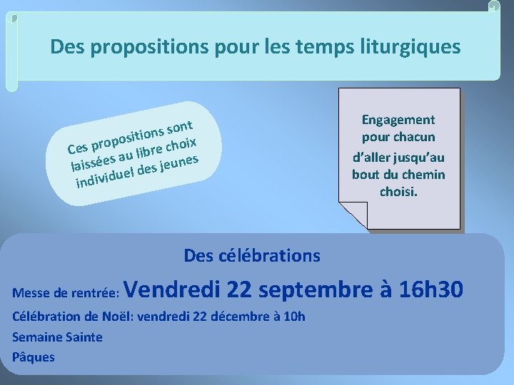 Des propositions pour les temps liturgiques ont s s n o i osit p