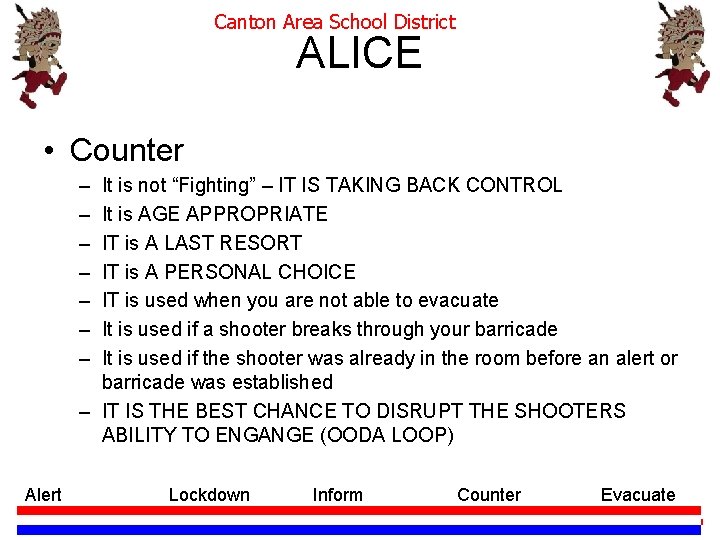 Canton Area School District ALICE • Counter – – – – It is not