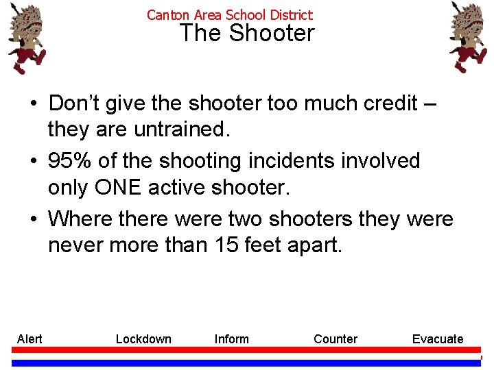 Canton Area School District The Shooter • Don’t give the shooter too much credit