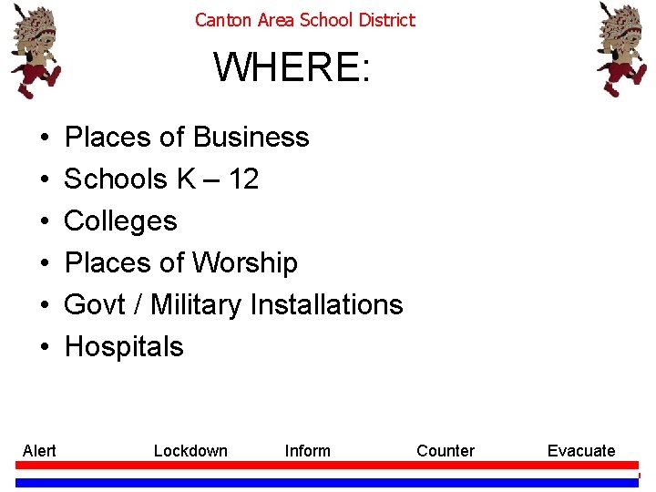 Canton Area School District WHERE: • • • Alert Places of Business Schools K