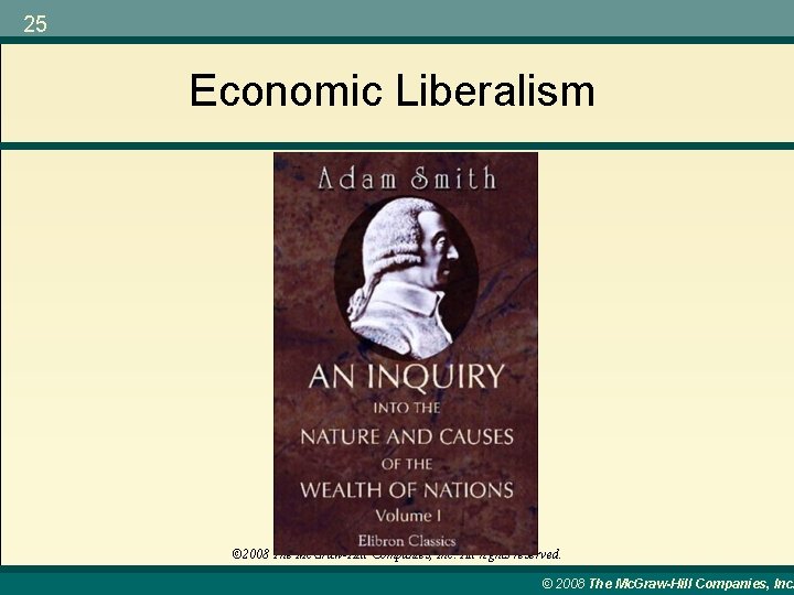 25 Economic Liberalism © 2008 The Mc. Graw-Hill Companies, Inc. All rights reserved. ©