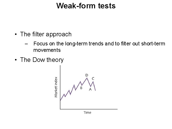 Weak-form tests • The filter approach – Focus on the long-term trends and to
