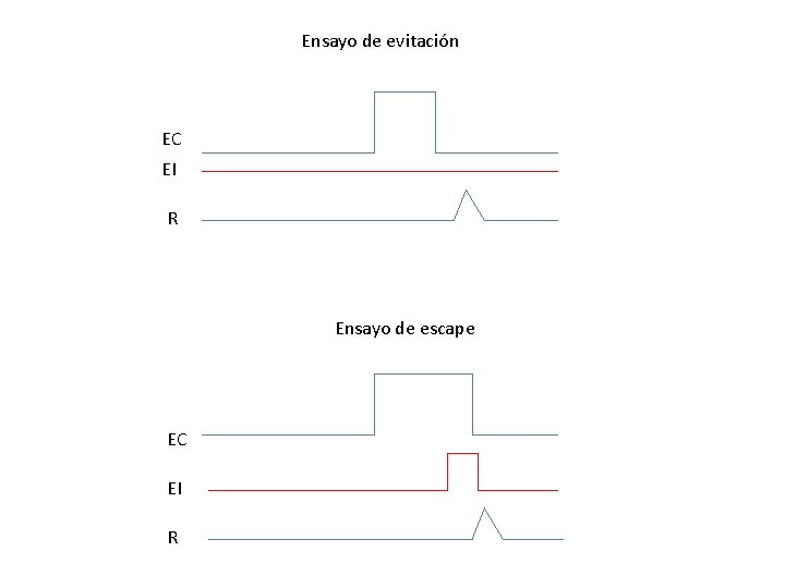 Ensayo de evitación EC EI R Ensayo de escape EC EI R 