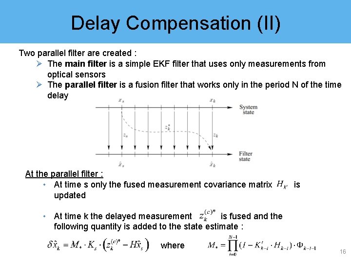 Delay Compensation (II) Two parallel filter are created : Ø The main filter is